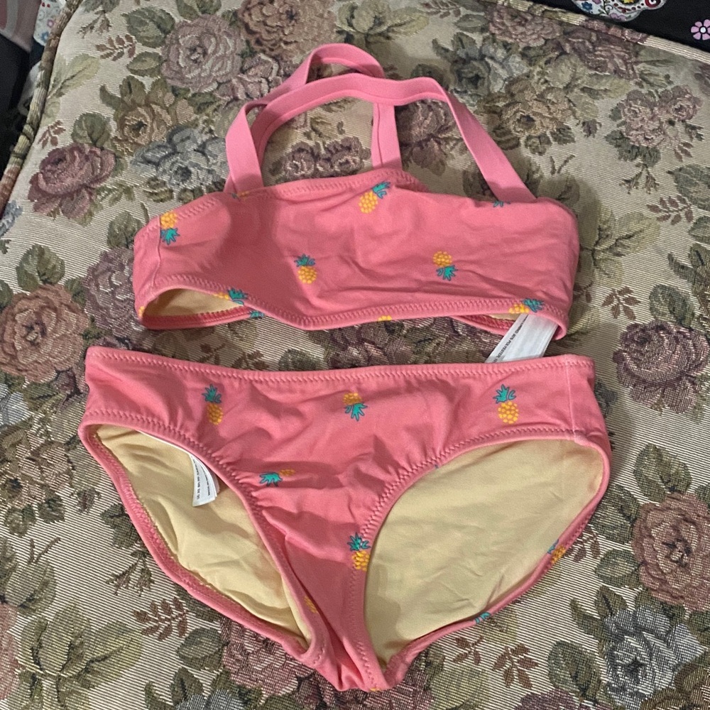 Amazon Essentials Girls’ Pineapple Bikini Set – Pink/Yellow – Size XS (4-5)